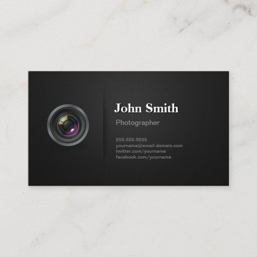 Customizable Professional Plain Black - Camera Photographer Business Card