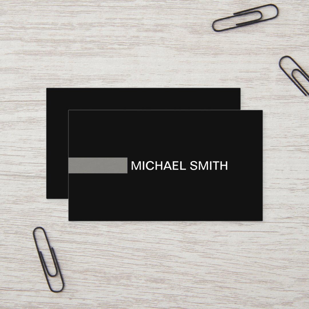 Professional Plain Black Elegant Modern Titanium Business Card | Zazzle