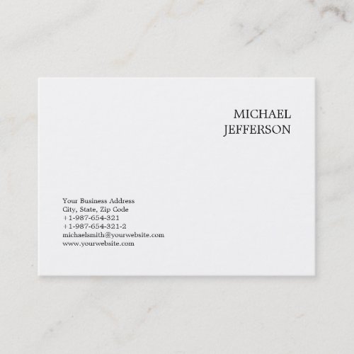 Professional Plain Classical Black  White Business Card