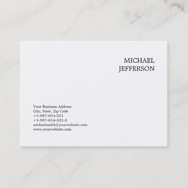 Professional Plain Classical Black & White Business Card (Front)