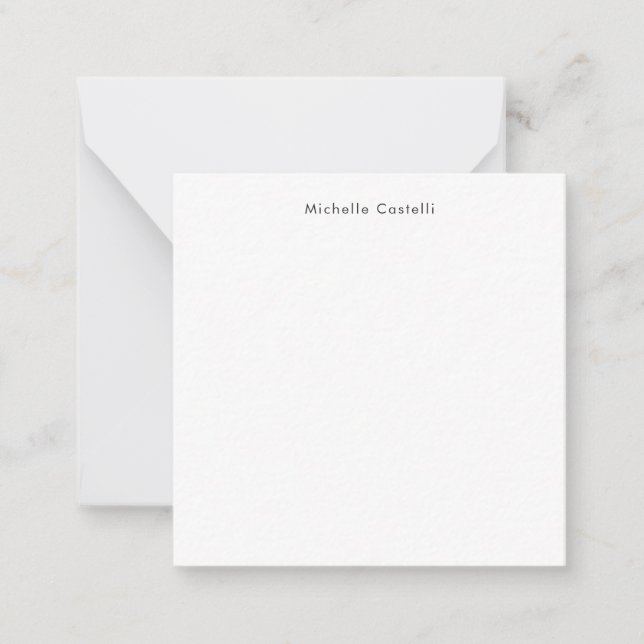 Professional Plain Classical Black White Name Note Card (Front)