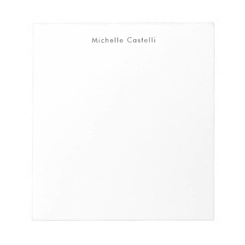 Professional Plain Classical Black White Name Notepad
