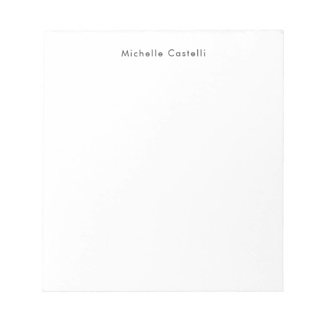 Professional Plain Classical Black White Name Notepad (Front)