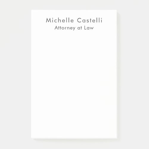 Professional Plain Classical Black White Name Post-it Notes