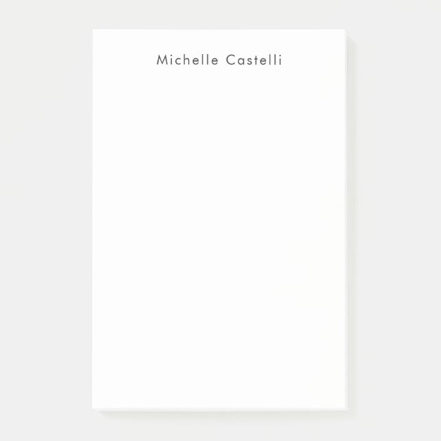 Professional Plain Classical Black White Name Post-it Notes (Front)