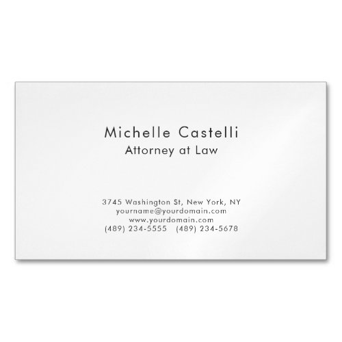 Professional Plain Classical Simple Black & White Business Card Magnet