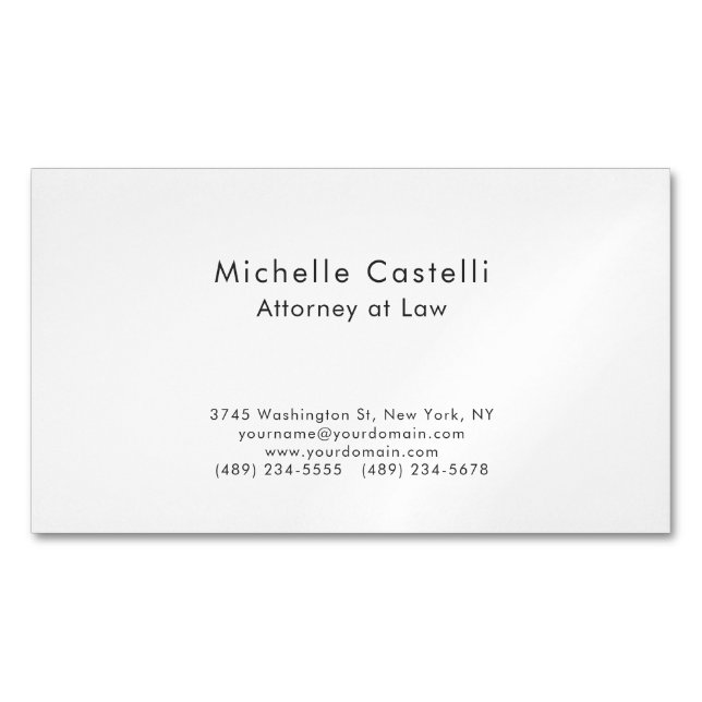 Professional Plain Classical Simple Black & White Business Card Magnet (Front)