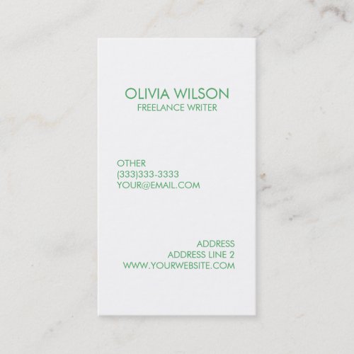 Professional Plain Clean Green and White Business Card
