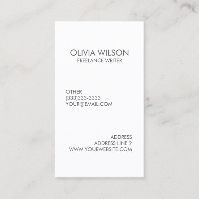 Professional Plain Clean Grey and White Business Card (Front)