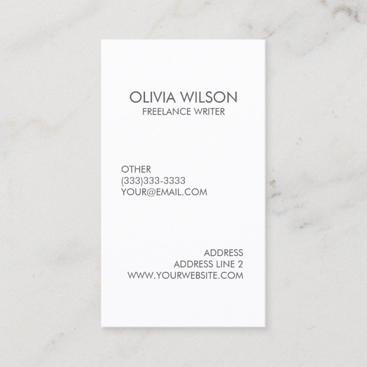 Professional Plain Clean Grey and White Business Card | Zazzle