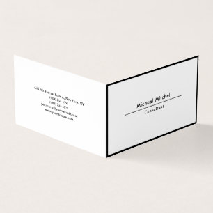 Professional Plain Elegant Black White Border Business Card