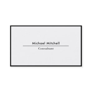 Professional Plain Elegant Black White Border Business Card