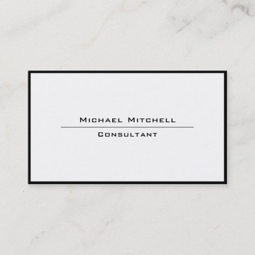 Professional Plain Elegant Black White Border Business Card