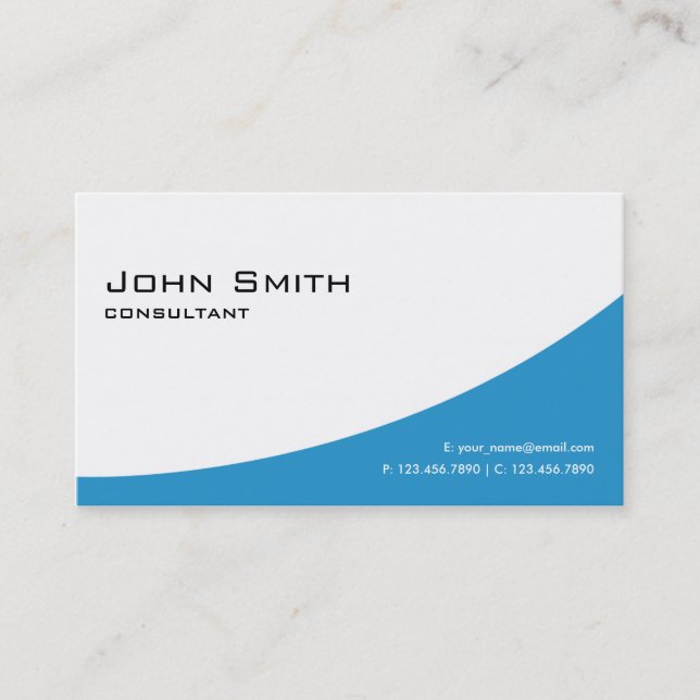 Professional Plain Elegant Blue Modern Computer Business Card (Front)
