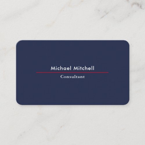 Professional Plain Elegant Blue Modern Minimalist Business Card