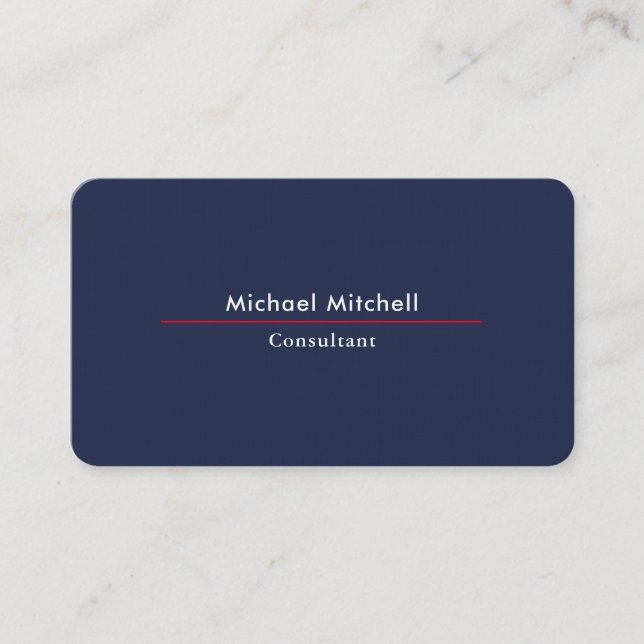 Professional Plain Elegant Blue Modern Minimalist Business Card (Front)