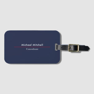 Professional Plain Elegant Blue Modern Minimalist Luggage Tag