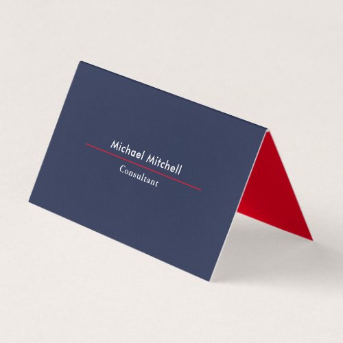 Professional Plain Elegant Blue Red Minimalist Business Card