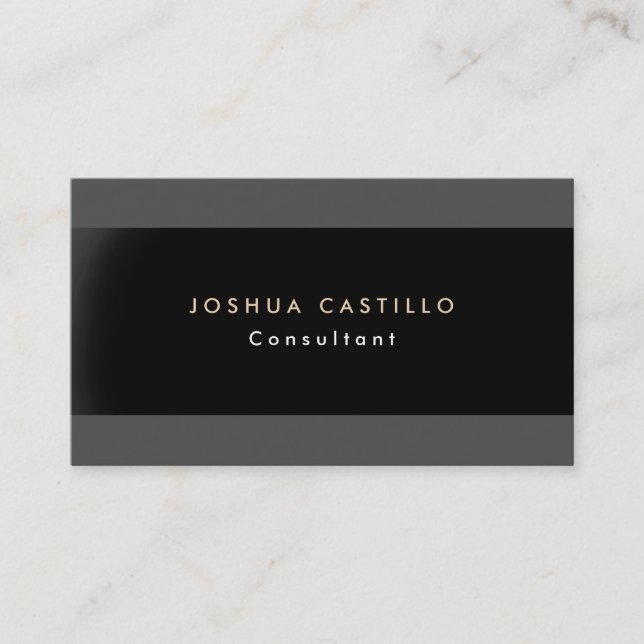 Professional Plain Elegant Gray Black Modern Business Card (Front)