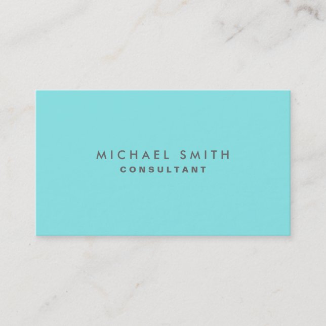 Professional Plain Elegant Interior Decorator Blue Business Card (Front)