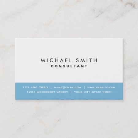 Professional Plain Elegant Modern Blue And White Business Card