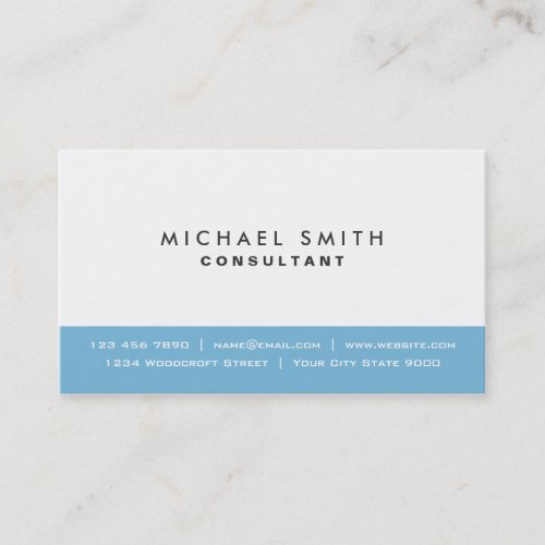 Professional Plain Elegant Modern Blue and White Business Card