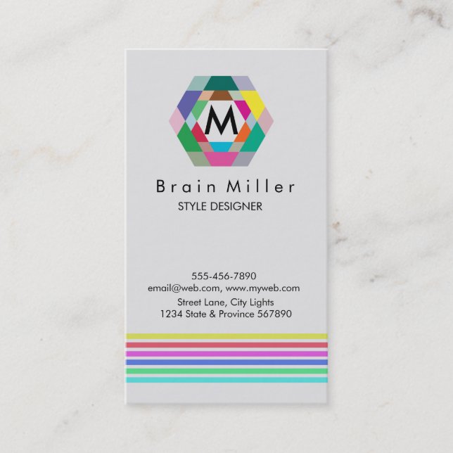 Professional Plain Elegant Modern Simple Hexagon Business Card (Front)