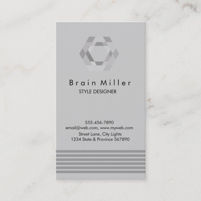 Professional Plain Elegant Modern Simple Hexagon Business Card (Front)