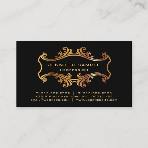 Professional Plain Gold Frame Signature UV Gloss Business Card