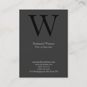 Professional plain gray black monogram business card