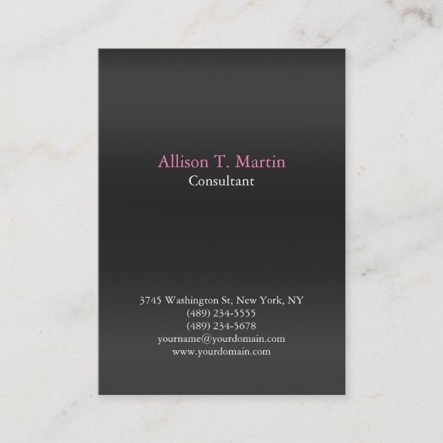 Professional Plain Gray Feminine Minimalist Unique Business Card (Front)