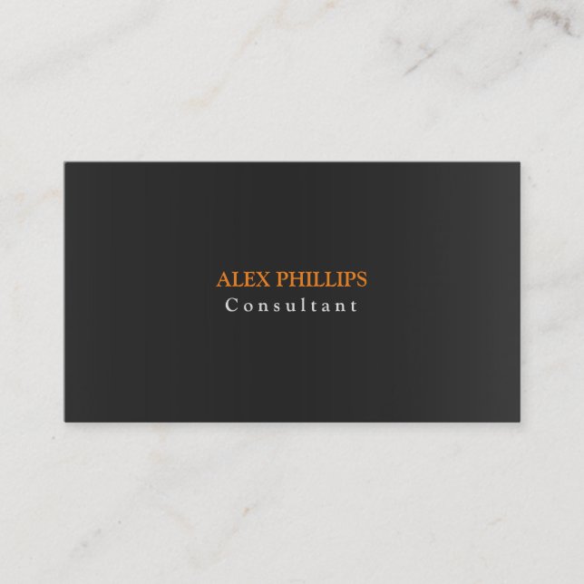 Professional Plain Gray Orange Background Original Business Card (Front)