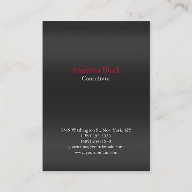 Professional Plain Gray Red Background Unique Business Card (Front)