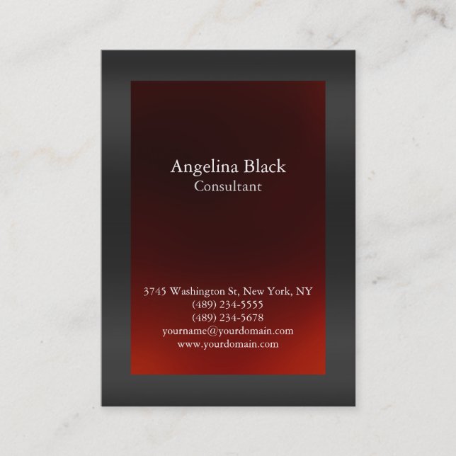 Professional Plain Gray Red Background Unique Business Card (Front)