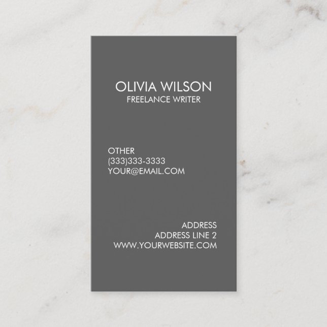 Professional Plain Grey Refined Business Card (Front)