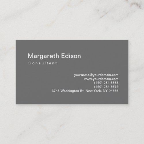 Professional Plain Grey Standard Business Card