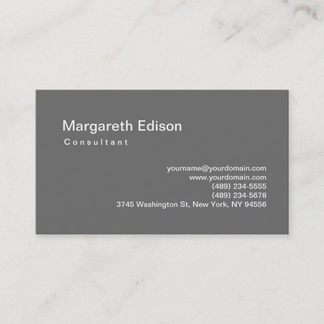 Professional Plain Grey Standard Business Card (Front)