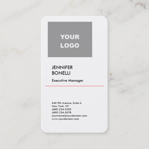 Professional plain minimalist modern ADD YOUR LOGO Business Card
