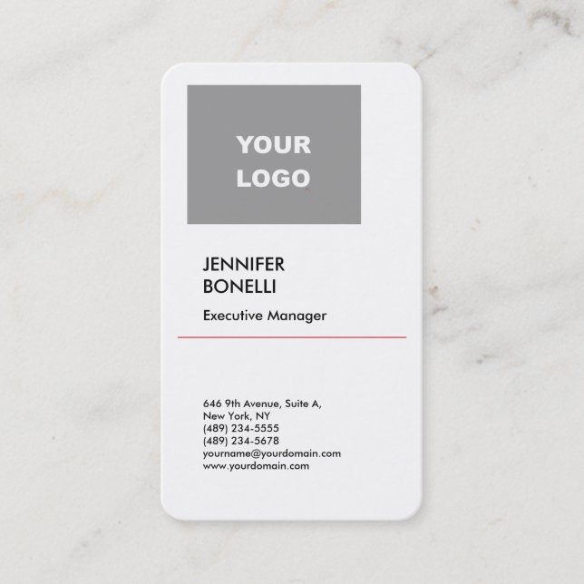 Professional plain minimalist modern ADD YOUR LOGO Business Card (Front)