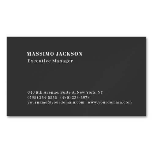 Professional plain minimalist modern black business card magnet