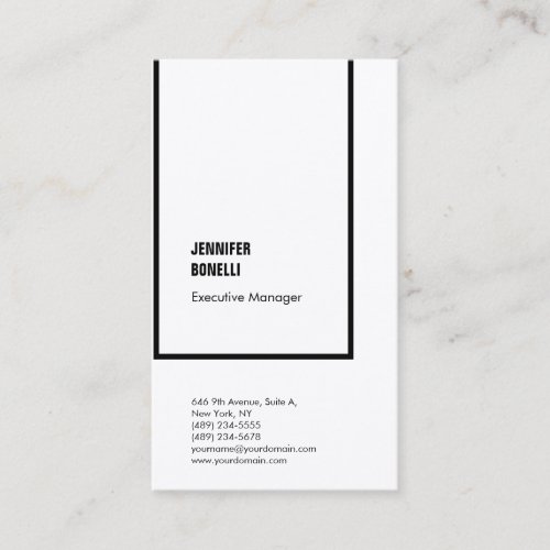 Professional plain minimalist modern black white business card