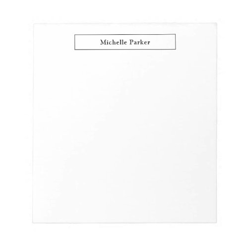 Professional Plain Minimalist Modern Black White Notepad