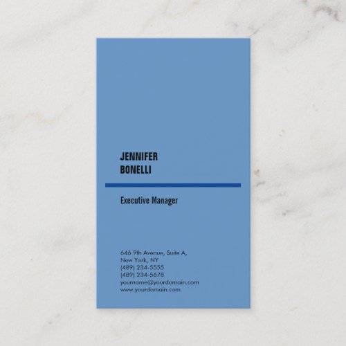 Professional plain minimalist modern blue grey business card