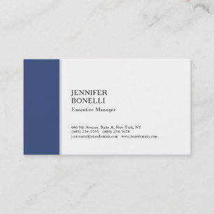 Professional plain minimalist modern blue white business card