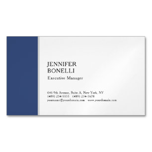 Professional plain minimalist modern blue white business card magnet