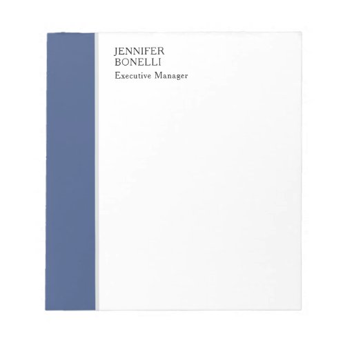 Professional plain minimalist modern blue white notepad