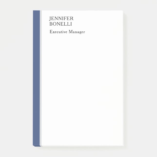 Professional plain minimalist modern blue white post-it notes (Front)