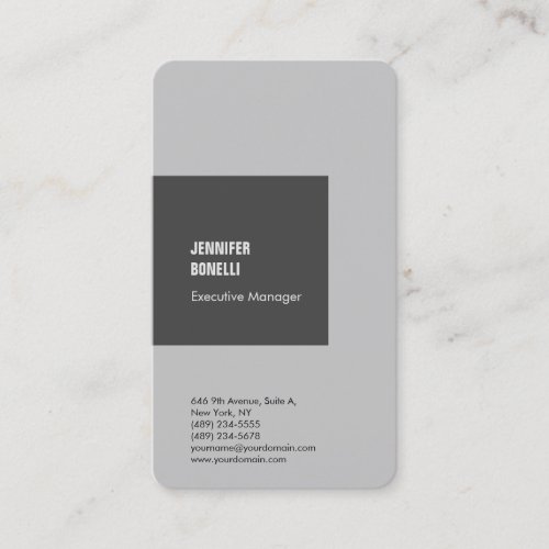Professional plain minimalist modern grey trendy business card