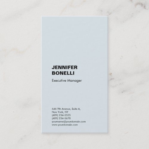 Professional plain minimalist modern marian blue  business card