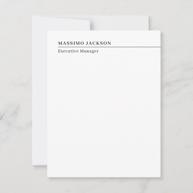 Professional plain minimalist modern name title note card (Front)